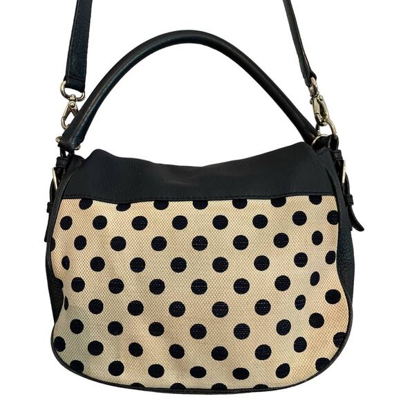 Kate Spade NY Navy Polka Dot Cobble Hill Canvas & Leather Devin Convertible Bag - Picture 6 of 10